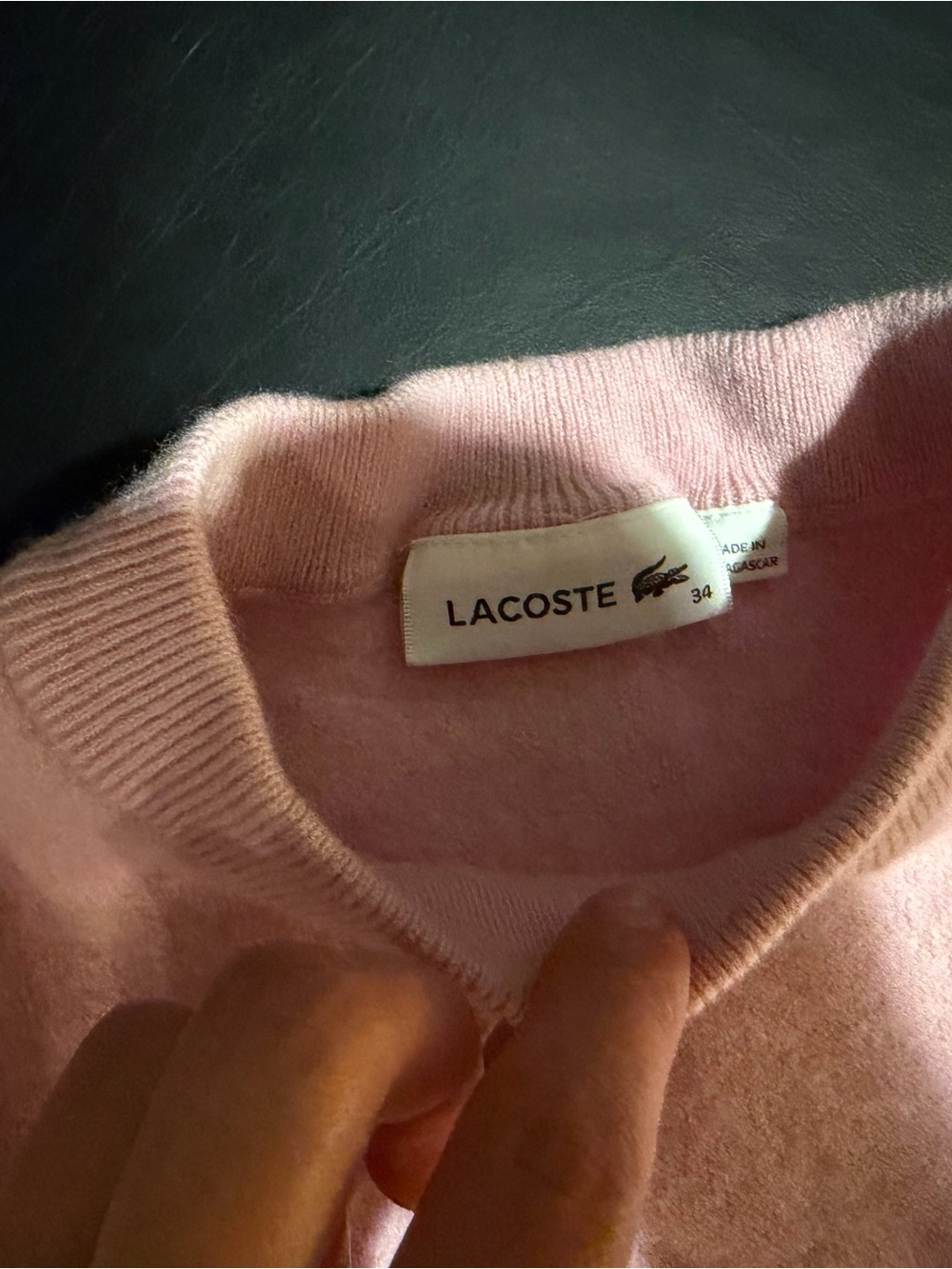 Lacoste Pastel Pink Crewneck Sweater with Crocodile Logo - Picture 2 of 3